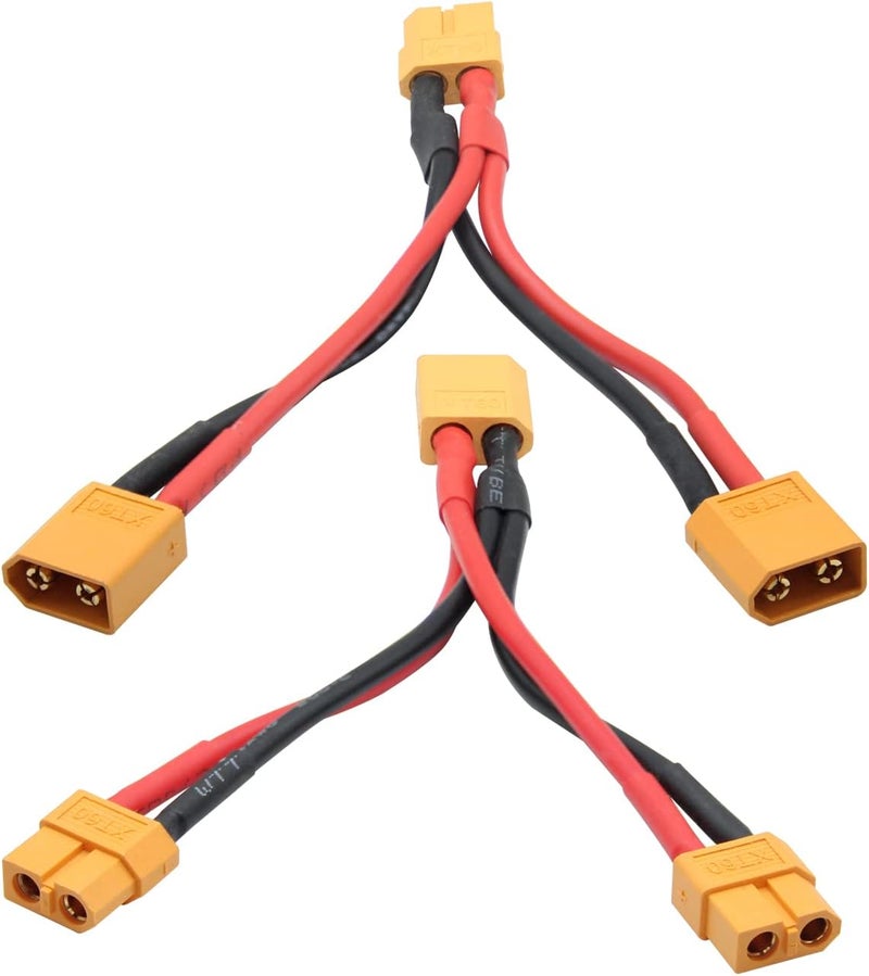 Maixbomr Short XT60 Parallel Battery Connector Cable,14AWG XT60 Male to Female Y Splitter Adapter Cable,10cm/3.93inch for RC Multicopter Quadcopter - Image 4